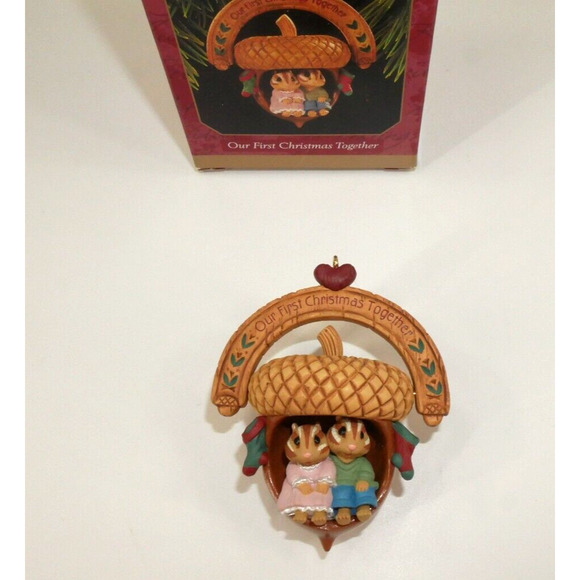 Hallmark Keepsake OUR FIRST CHRISTMAS TOGETHER 3" CHIPMUNKS ORNAMENT 1997 - Picture 1 of 7
